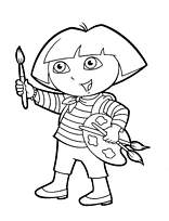 coloriage dora artiste peintre